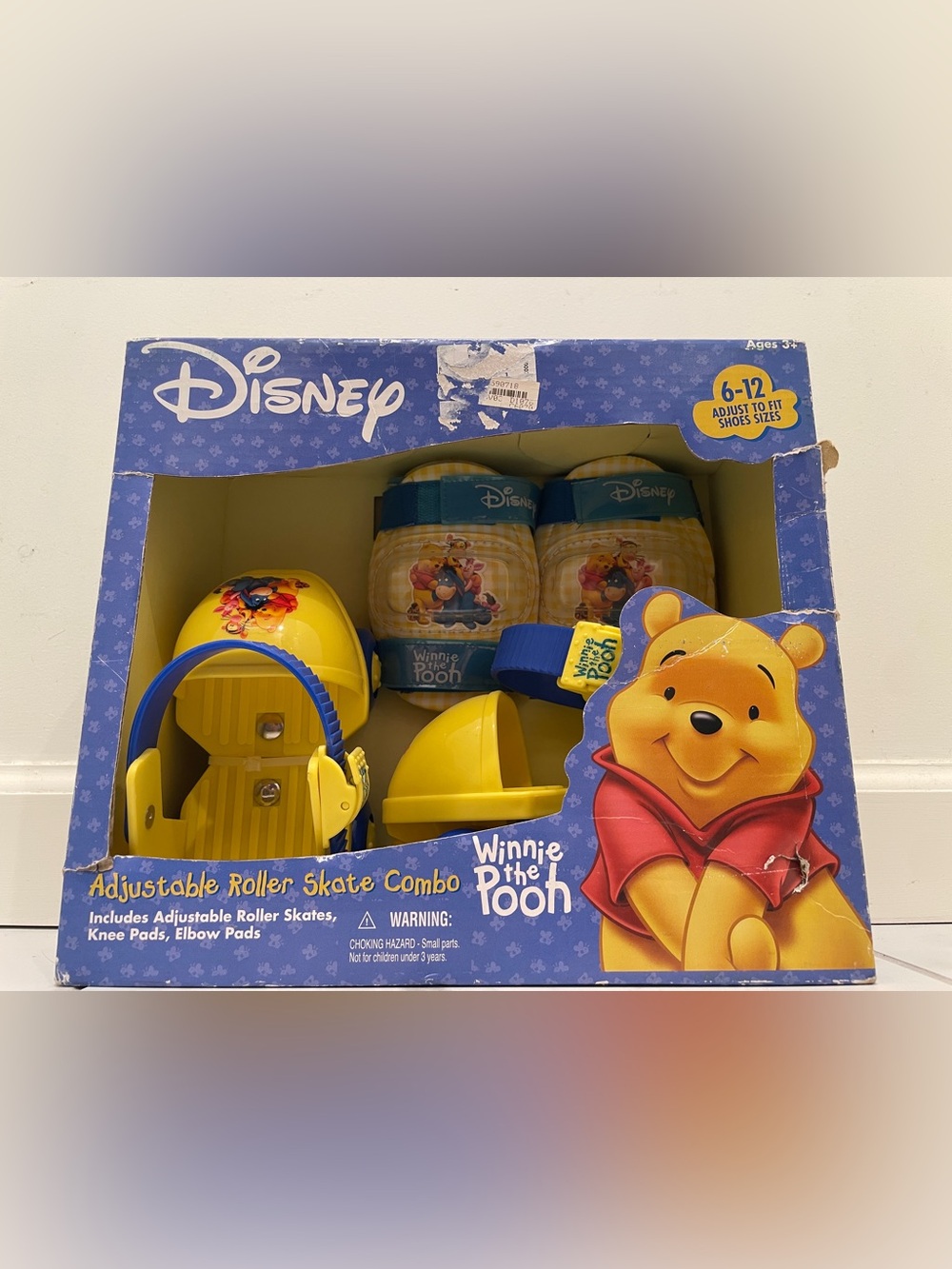 Vintage Disney Winnie the Pooh Roller Skate Combo Knee Elbow Pads Size 6-12-RARE